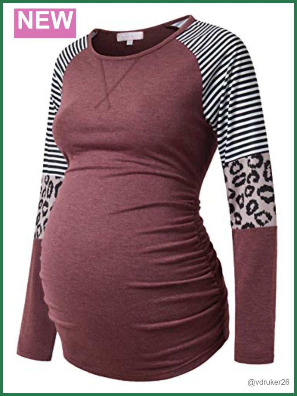 Long Sleeve Maternity T-Shirt Colorblock Baseball Tee Casual Pregnancy Tunic Top